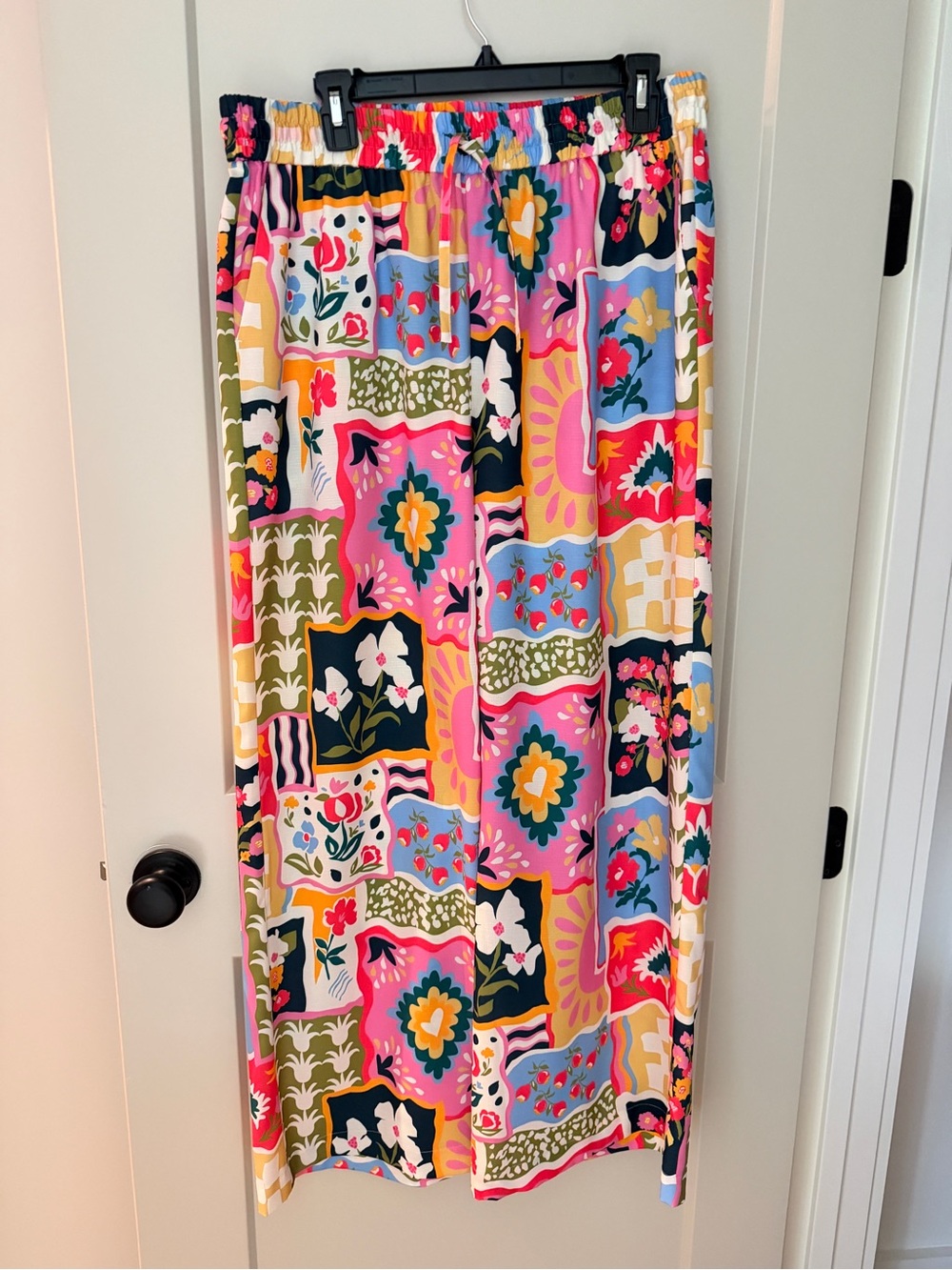 Multicolor Floral Patchwork Wide Leg Pants - Women
